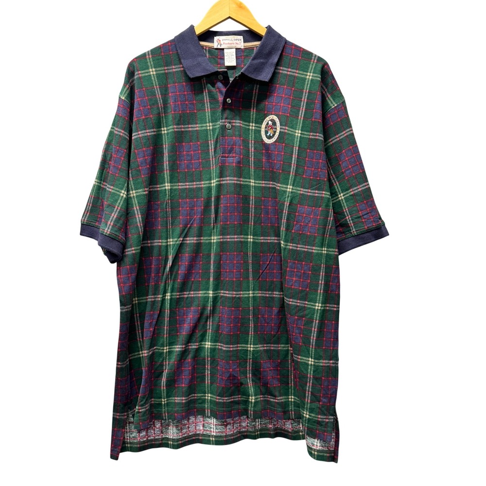 Izod Club Polo Shirt Mens XXL 1999 U.S. Open Pinehurst No. 2 Plaid Green Golf